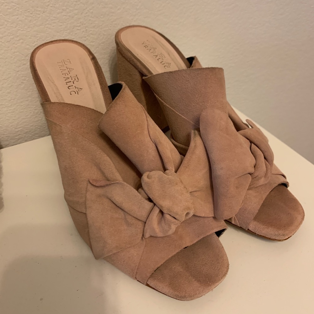 Zara Pink Bow Mules, Sz 40